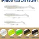 3 x MAFIMOEA50/40/30Pcs Paddle Tail Swim Baits Lures Fishing Soft Plastic Lure Kit for Bass Trout Walleye Crappie 5.5cm 6.5cm 7.5cm (YELLOW)