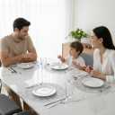 Silver Placemats Set of 4 Round PVC Table Mats 15 Inches Decorative Heat Resistant Placemats for Dining Holiday Wedding Party Easy to Clean Kitchen Mats with Leaf Cut-Out Design Home Decoration