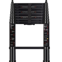 Telescoping Ladder 8.5 FT - Aluminum Telescopic Ladder with Hooks - Folding Extension Ladders for Home Work Loft Roof Attic RV Ladder with EN131 Certification - 330lbs Max Capacity (Black)