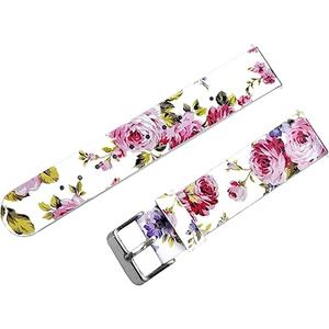 Floral FL-3 Red Roses Leather Band Strap Compatible with Samsung Watch 5 Pro Golf Edition 40mm 44mm 45mm Active 2 40mm 44mm Watch 42mm Active 40mm Smartwatches
