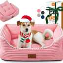Orthopedic Dog Bed for Large Dogs,Dog Sofa Beds Supportive Foam Pet Couch Bed with Removable Washable Mat and Nonskid Bottom (Large, Pink)