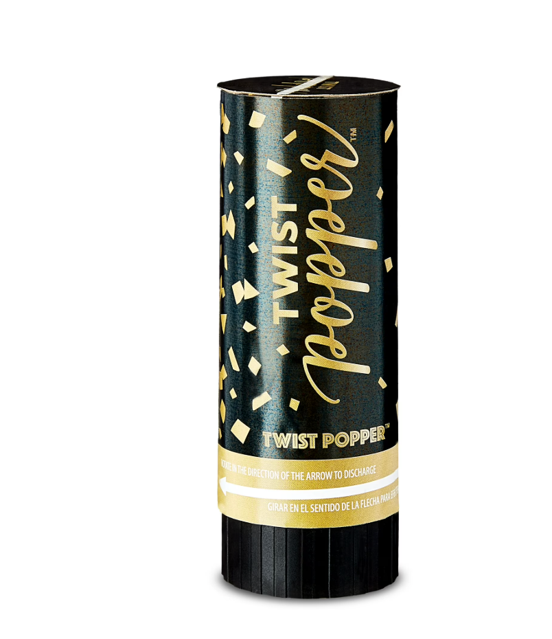Black/Gold Confetti Twist Poppers, 3 Count, by Way To Celebrate