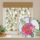 UNI Window Film Static Clings Non Adhesive 3D Stained Glass Window Decals UV Protection (Red Rose, 37.4 x 24.4 Inch)