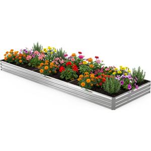 12x4x1FT Galvanized Raised Garden Bed Outdoor Patio, Large Rectangular Metal Planter Boxes,Plant Container Kit for Gardening, Vegetables, Flowers, Herbs,Silver,1 Pack