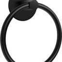 No Drilling 3M Self Adhesive Towel Ring with Extra Strong Nail-Free Glue, Stainless Steel Towel Holder, Bathroom and Kitchen Towel Rack (Black)