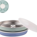 Elk and Friends Stainless Steel Divided Plates with Silicone Sleeve for Babies & Toddlers | Lids Included | Stay Put Suction | Dinner & Snack Plates | 2 Pack