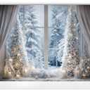 Kate 10x10ft Christmas Backdrop Photography Winter Window Forest Snow View Curtains Candle Background Xmas Family Holiday Party Photography Studio Prop Photo Video