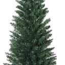 HOMCOM 6' Artificial Pencil Christmas Tree, Slim Xmas Tree with 390 Realistic Branch Tips and Plastic Stand, Green