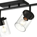 BONLICHT Ceiling Spotlights Track Lighting Kit 4 Light Bathroom Vanity Lighting Black Modern Multi-Directional Ceiling Mount Fixture Industrial Farmhouse Sconces Wall Mount Lamp with Clear Glass Shade