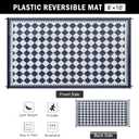 HUGEAR Outdoor Waterproof Rug 8'x10' Plastic Straw Rugs Washable Reversible Floor Mat Blue Plaid Carpet for Camping RV Deck Entryance Porch Picnic Balcony Beach Backyard
