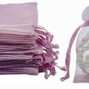 QIANF 20 Pcs 4x6 Rose Pink Sheer Organza Gift Bags with Drawstring, Goodie Bags Candy Jewelry Wedding Party Favor Bags Gift Wrapping Supplies