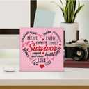 6 x Mukjyuyi Breast Cancer Sign Breast Cancer Survivor Wooden Sign Breast Cancer Awareness Decorations for Home Shelf Desk, Encouragement Gifts for Breast Cancer Warrior, polychrome (heart)