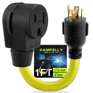 Welder Adapter Cord, Nema L14-30P to 6-50R 4 Prong Twist Lock Generator Plug to 3 Prong Welder Adapter Power Cord, ETL Listed, 12 Inch