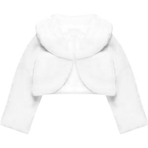 Blulu Girls Faux Fur Bolero Princess Shawl Wraps Girls Shrug Coat Jacket Flower Cape Wedding Party Dress (Small, White)