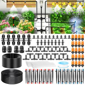 260FT Drip Irrigation System Kit, Automatic Drip Irrigation Kit with 1/2 inch Hose 1/4 inch Distribution Tubing and Accessories for Greenhouse, Yard, Lawn