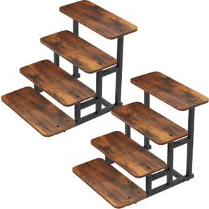 Cupcake Stand, 4 Tier Cupcake Stand for 50 Cupcakes, Set of 2 Rustic Wood & Metal Dessert Table Display Stand, Stepped Cupcake Tower, Dessert Riser for Wedding, Party & Farmers Market