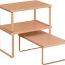 SONGMICS Cabinet Organizer Shelf, Set of 3 Kitchen Counter Shelves, Kitchen Storage, Spice Rack, Stackable, Expandable, Apricot UKCS220Y01V1