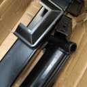 VEVOR Single Post Handrail for Outdoor 1-3 Steps, 40.5" L x 35.4" H Metal Bent Stair Handrails, Floor Mounted Carbon Steel Stair Railing, U-Shaped Post Grab Rails with 2 Anti-Skid Crossbar for Garage