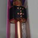 BONAOK Karaoke Microphone for Kids & Adults - Bluetooth Microphones Singing Mic with Disco Lights, Echo Effect, Built-in Speaker Portable Karaoke Player for Party Travel Gifts Q78(Rose Gold)