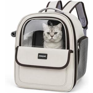Cat Backpack Carrier,Clear Large Front Window,Pet Carrier Backpack for Cats & Small Dogs Up to 15 lbs,Breathable Side Mesh, Front & Side Access, Foldable for Travel Hiking, Vet Visits & Car Rides