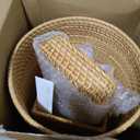 Teenyyou 3 Pcs Rattan Bathroom Accessories Set Wicker Handwoven Trash Can Basket Waste Paper Basket Square Tissue Box Holder Toilet Vanity Tray for Kitchen Office Organizer Decorative(Natural)
