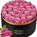 Jibeufi 33 Preserved Flowers Rose Forever Gifts for Her, Forever Roses in a Box for Women Delivery Prime Birthday Anniversary, for Women, Mom, Girl Friend (Pink)