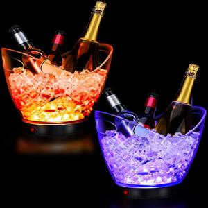 Umigy 2 Pcs 5L LED Ice Buckets Clear Plastic Ice Bucket Large Capacity Light RGB Colorful LED Cooler with Lights for Champagne Wine Beer Party Bar Club