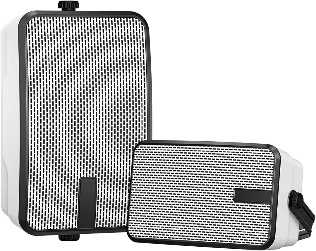 Outdoor Bluetooth Speakers 400w for Garage, Patio, Porch, Gazebo, Soffit, Entertainment Room. Wall Mount Speaker, Wireless Sync Up to 100 Speakers, IPX5 Waterproof (2 Pcs)