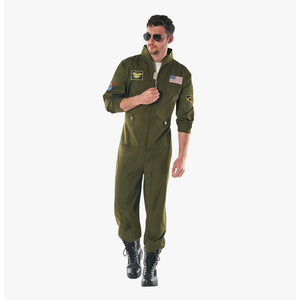 Fun Shack Flight Suit Costume for Men, Air Force Jumpsuit, Mens Fighter Pilot Outfit, Aviation Costume for Adults, Medium