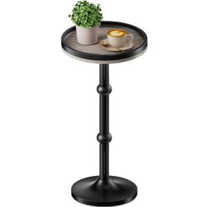 Small Round Side Table, Coffee Drink Table for Small Spaces, Modern Night Stand with Metal Leg, Weighted Iron Base Pedestal Round End Tables for Living Room, Bedroom, Narrow Corners,Sofa Couch