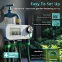 QUOBAS Sprinkler Timer for Garden Hose with Child Lock, Programmable Brass Digital Water Timer 4 Zone for Drip Irrigation, Pool, with Rain Delay/Auto/Manual, Waterproof Screen & Battery Powered