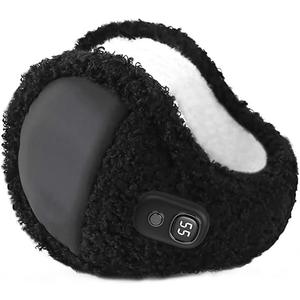 Winter Ear Muffs Mens Ear Muffs Heated Earmuffs for Men Women 3 Heating Levels Heated Ear Warmers with Warm Fleece Linging Automatic Power-Off Rear Wear Foldable Ear Muffs for Winter Outdoor Activity