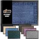 GORILLA GRIP 100% Waterproof All-Season WeatherMax Doormat, 23x35, Durable Natural Rubber, Stain and Fade Resistant, Low Profile, Indoor Outdoor Door Mats, Easy Clean Patio Entry Mat, Navy Greek Keys