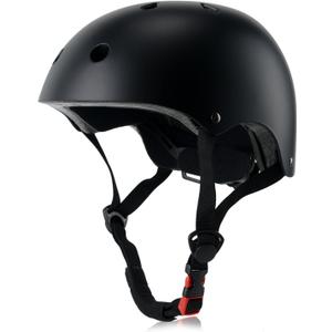 Kids Bike Helmet, Adjustable and Multi-Sport, from Toddler to Youth, 3 Sizes (Large: 57-61 cm / 22.4"-24", Black)