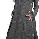 OFEEFAN Womens Long Sleeve Tunic Dres Fall Outfits with Pockets Buttons, Size XXL