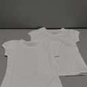 Huata Girls Short Puff Sleeve Tee Basic T-Shirt 2 Packs Crewneck(White, 3T)