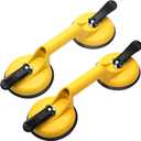 Suction Cups Heavy Duty Aluminum Vacuum Plate Handle Glass Holder Hooks to Lift Large Glass/Tile Lifter/Moving Glass/Pad for Lifting/Dent Puller (2 Pack) (Yellow)