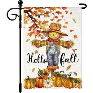 6 x Artscope Fall Maple Leaves Scarecrow Pumpkin Garden Flag 12x18 Inch Double Sided, Thanksgiving Seasonal Outdoor Autumn Harvest Flag for Yard Farmhouse Holiday Decoration