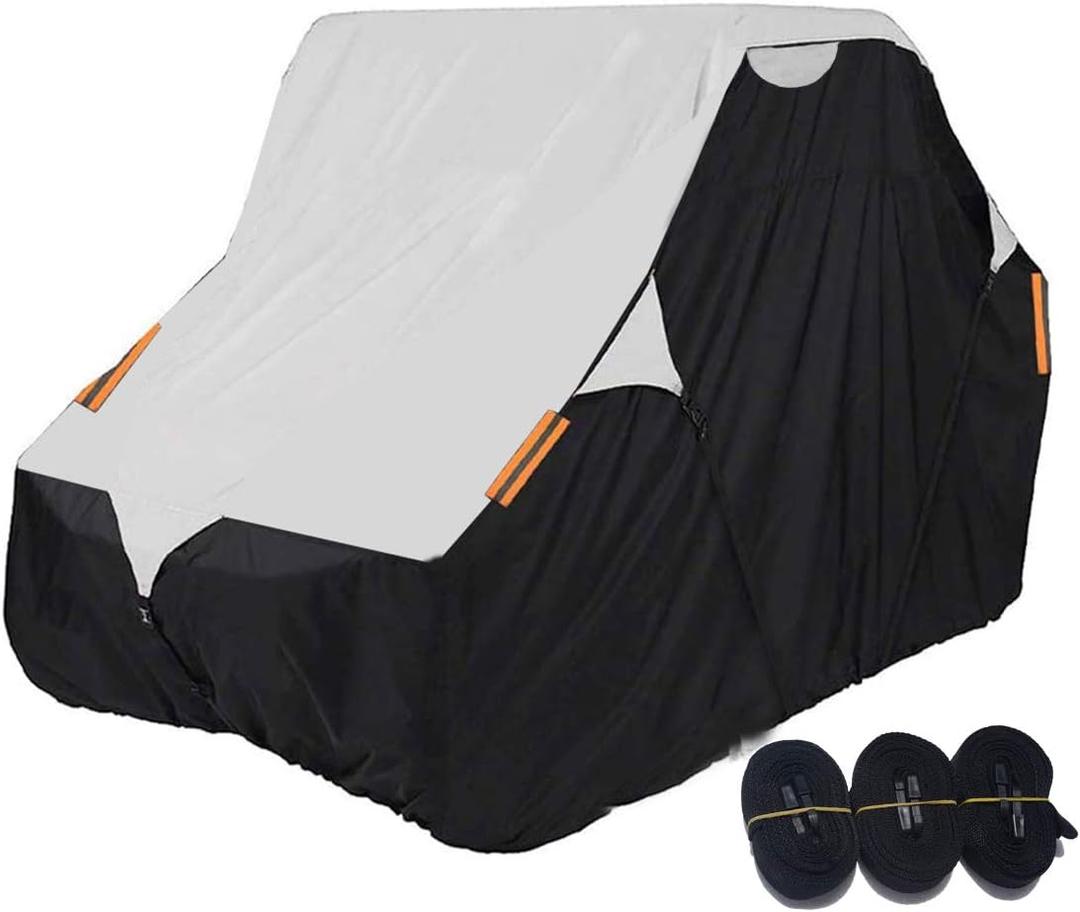 UTV Cover with Heavy Duty 420D Oxford Fabric, Side by Side UTV Cover Protects from Rain, Hail, Leaves and UV, 165x70x75 Utility UTV Cover Fit Polaris Can-Am Defender (Black & Silver)