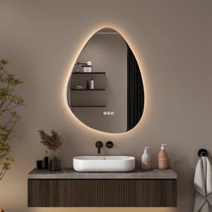 Led Mirror for Bathroom, 28x36 Inch Bathroom Vanity Mirror with Lights, Human Body Sensing, Shatter-Proof, Anti-Fog, 3 Colors and Dimmable, Backlit Light Up Bathroom Mirror Wall Mounted.