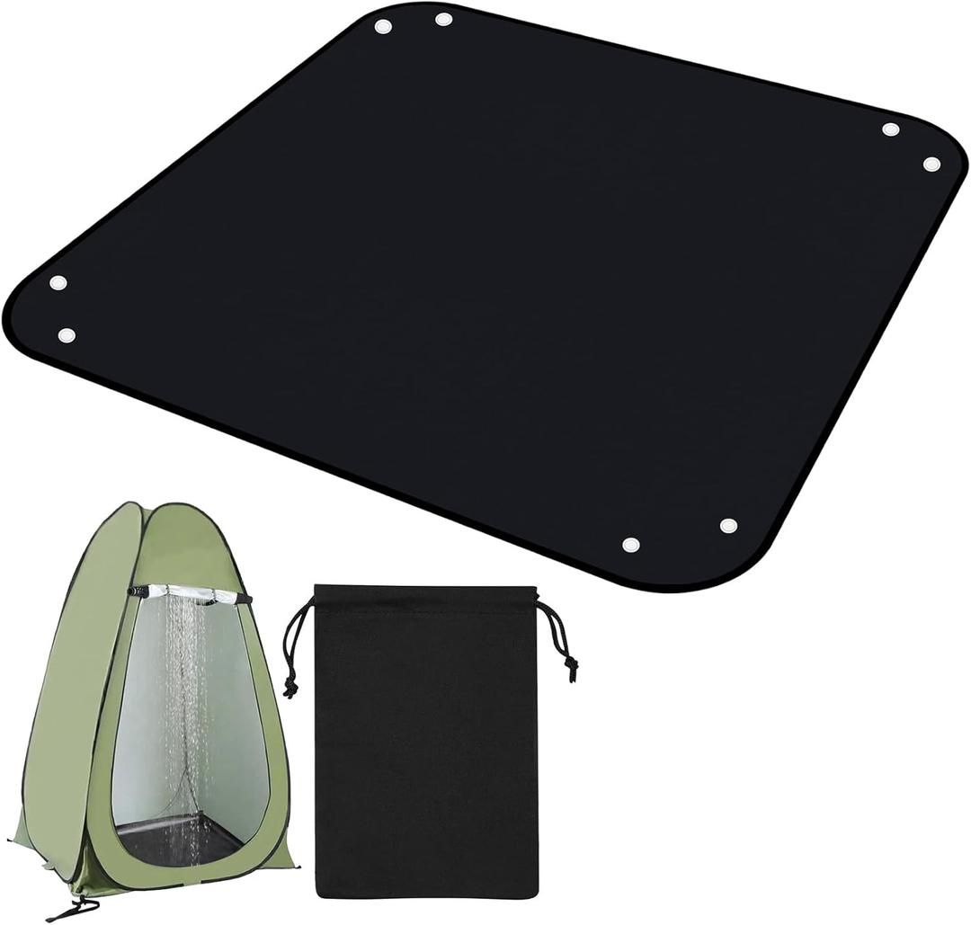 Outdoor Camping Shower Mat, 39.4" Portable Shower Pan, Shower Base Floor Simple Version Shower Mat for Camp Shower Tent Prevent Dirtying & Feet Protect, Not Included Tent (Black)