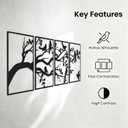 AMAATE 4Pcs Black Metal Tree of Life Bird Hollow Wall Sculpture Decor Set | Matte black Tree of Life hollow metal wall art, bird silhouettes, easy install, natural decor for living room & bedroom