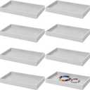 Inbagi 8 Pcs Small Velvet Jewelry StorageTray Stackable Drawers Organizer 8.3 x 4.7 x 1 Inches (Gray)