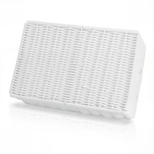 Doorbell Chime Cover Box Only,Special Imitation Rattan Design Door bell Cover Box for Wall inside,Easy Installation Decorative Doorbell Cover Box Plate 9.85”L x 6.29"W x 2.75”D (White)