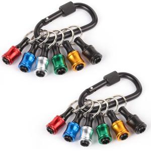 Katerk 6pcs 1/4 inch Hex Shank Aluminum Alloy Screwdriver Bits Holder 2 Sets, Light-weight Quick-change Extension Bar Keychain Drill Screw Adapter Change Portable (With Black Carabiner)