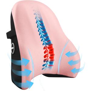 LIQUN Memory Foam Seat Waist Pillow, for Office Chair, Car, Game Chair Lower Back Pain Relief and Improve Posture Lumbar Support Pillow, (Pink)