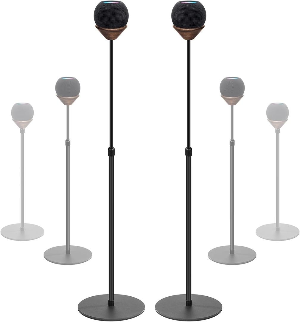 Floor Stand is Suitable for Homepod Mini, with Adjustable Height, Safety, Stability, and Anti Slip Bottom. Mini Speaker Accessories are Suitable for Living Rooms, bedrooms, Gyms(2 Pack- Black)