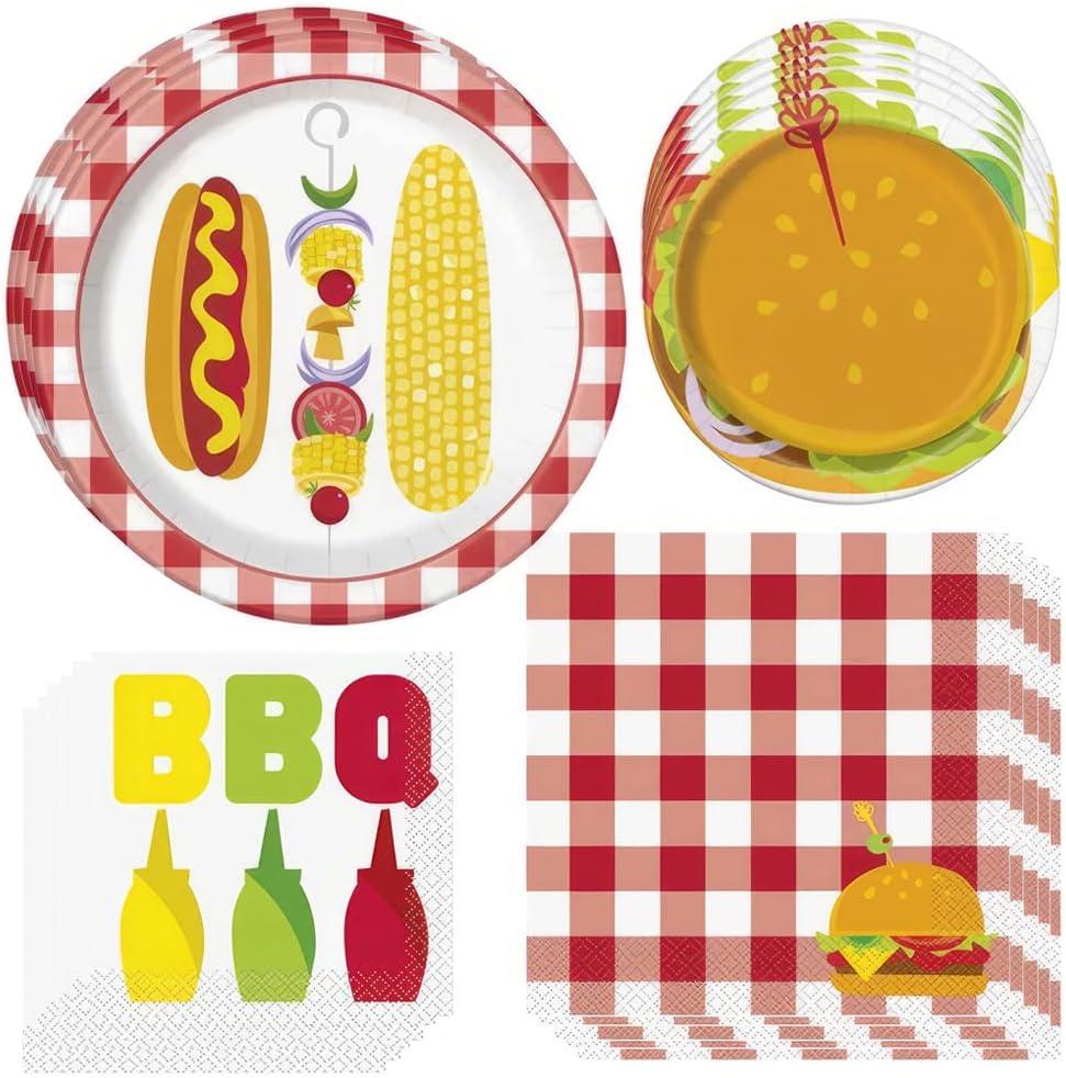 Multicolor Classic BBQ Tableware Kit (Pack of 80) - Durable & Vibrant Party Supplies Set - Perfect for Festive Parties, Family Gatherings & More