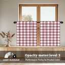 Renaiss 26 x 36 Inch Buffalo Check Tier Curtains for Kitchen Thick Linen Buffalo Plaid Gingham Rod Pocket Cafe Bathroom Window Curtains Dining Room Short Window Treatment Burgundy Red White 2 Panels