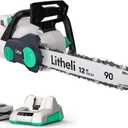 Litheli Cordless Battery Chain Saw 12", 40V 2.0Ah Battery Powered Chainsaw, Electric Chainsaws for Trees, Pruning, Branch Cutting, Yard, Garden Battery and Charger Included